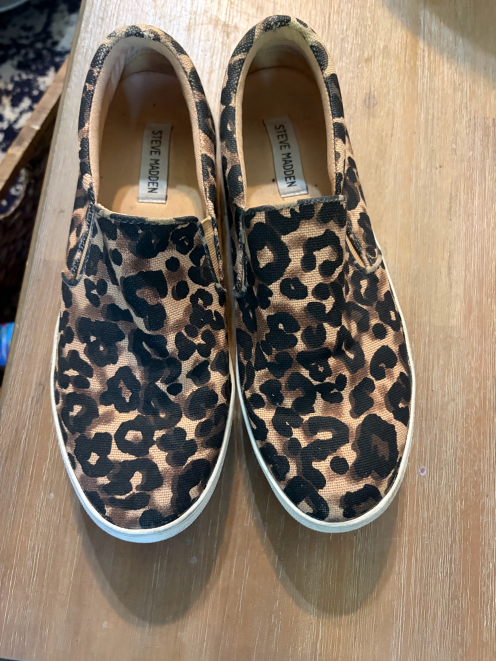 Steve Madden Leopard Print Slip-On Sneakers - Tan/Black